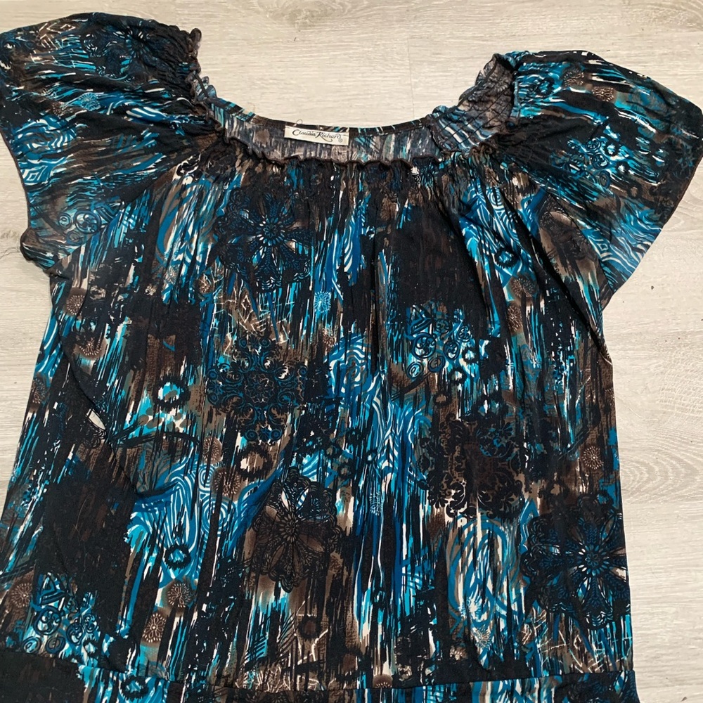 Xl Womens blouse blue and brown